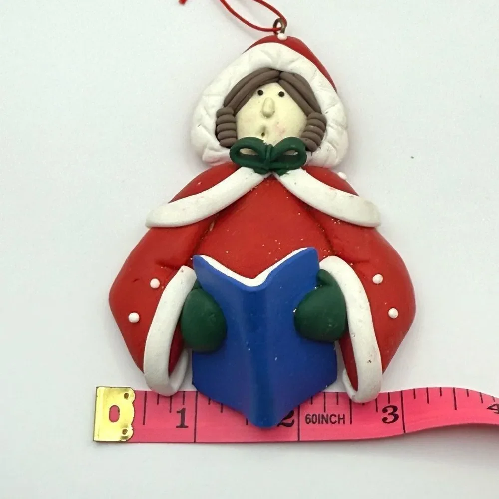 CUTE! Molded Clay 3D Christmas Ornament Caroler Singing